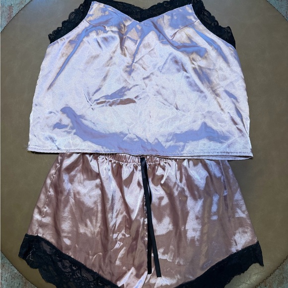 SHEIN Women's Satin Pajama Set - Black, Pink, Cream - Picture 3 of 5